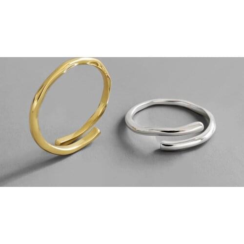 100% 925 sterling silver geometric line rings for women fine jewelry,simple adjustable ring gold color female finger accessories