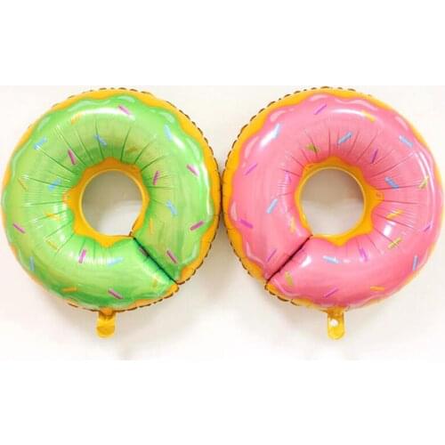 10Pcs Sweet Ice Cream Balloons Striped Candy Balloons Round Large Dessert aluminum film pink + green