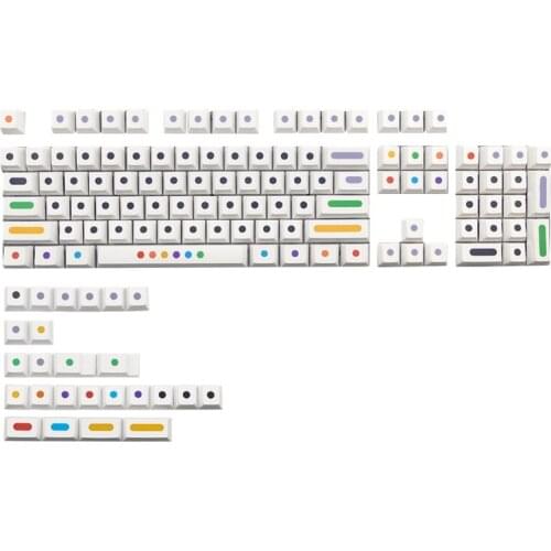 128 Keys White Color Dots Dyeing Sublimation Cap for Mechanical Keyboard