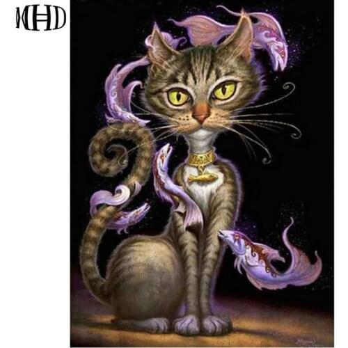 3D Diamond Embroidery Cat Full & Round Diamond DIY Diamond Painting Cat Mosaic Wall Stickers Cross Stitch Home Decor Needlework