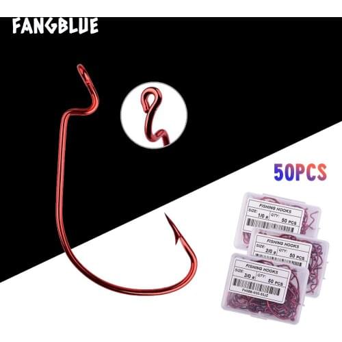 50pcs/box Fishing Hook Barbed Hook Softjerk Hook Single Hook Japan Slow Fishing Hook For Bass Carp Fishing Accessories