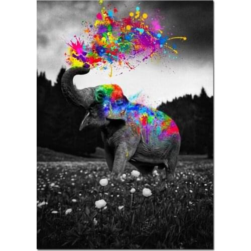 5D Diy Diamond Painting Full Drill Square Round Animal Graffiti Art Colorful Elephant Embroidery Mosaic Cross Stitch KitsZP-4836