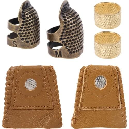 8pcs/set Finger Thimbles Metal Shield Protector Pin Needles Ring Hand Sewing Quilting DIY Craft Accessories