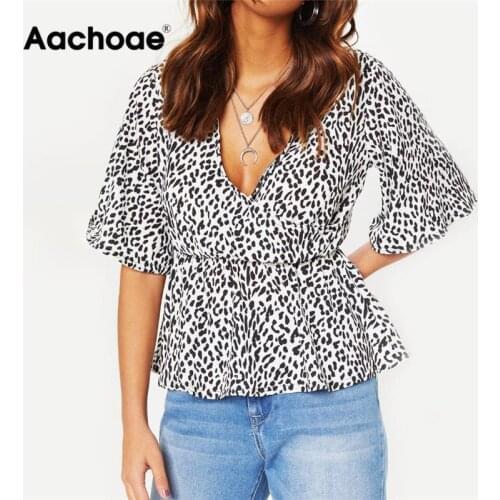 Aachoae Leopard Blouses