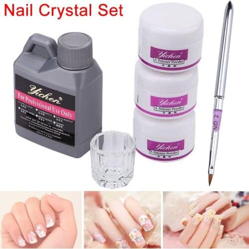 High Quality Hot Sale Acrylic Nail Art DIY Kit Liquid Powder Clear White Pink Basic Glass Dappen Dish Tool