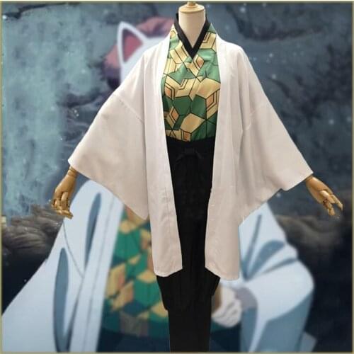 Anime Demon Slayer Kimetsu No Yaiba Sabito Cosplay Costume Women Kimono Uniforms Halloween Carnival Party Costume Porps Wig Mask
