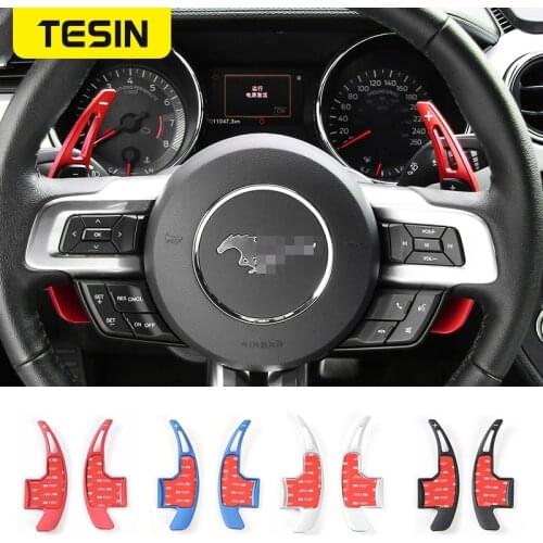 TESIN Car Styling for Mustang 2016 Steering Wheel Gear Shifters Paddle Aluminum Alloy Cover Trim for Ford Mustang 2015