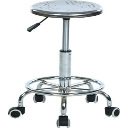 Stainless Steel Bar Chair with Footrest Lifted Haircut and Makeup Stool Meeting Seat Simple Rotated Slidable Factory Staff Stool