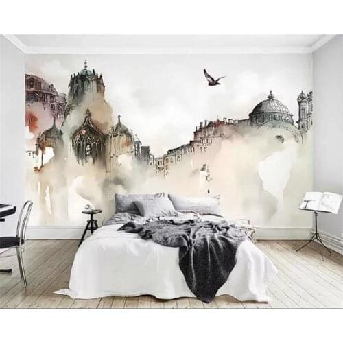 Beibehang Custom wallpaper 3d murals new chinese ink urban architecture abstract art living room TV papel de parede 3d wallpaper