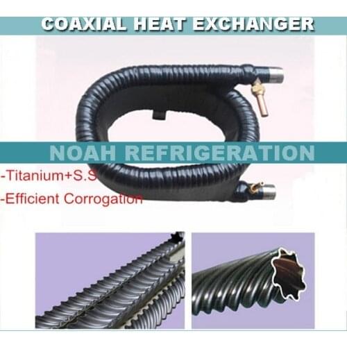 Free shipping ! 7KW (2HP) titanium tube in stainless steel tube coaxial condenser, tube in tube condenser
