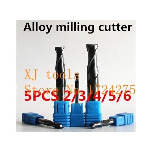 Free Delivery New 2F-2/3/4/5/6mm 5pcs/set Two Flutes Solid Carbide End Mill ALTiN Coat,CNC Milling Cutter Bits for Metal Cutting