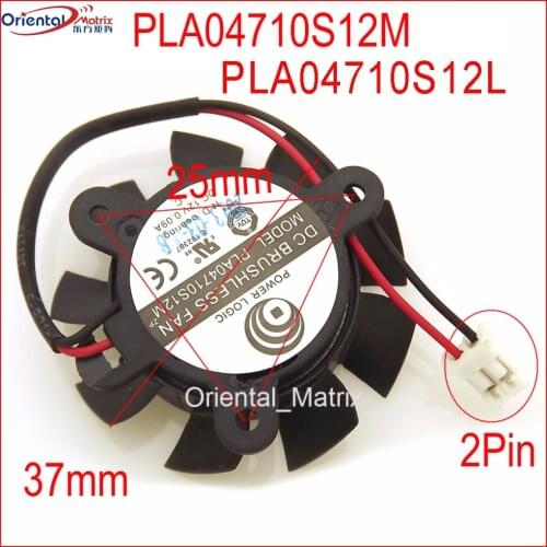 Free Shipping PLA04710S12L PLA04710S12M DC12V 0.09A 37mm 25x25x25mm 4010 Graphics Card Cooling Fan 2Pin