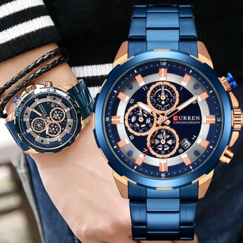 CURREN Watch Men Waterproof Chronograph Sport Military Male Clock Top Brand Luxury Steel Man Wristwatch Relogio Masculino 8323