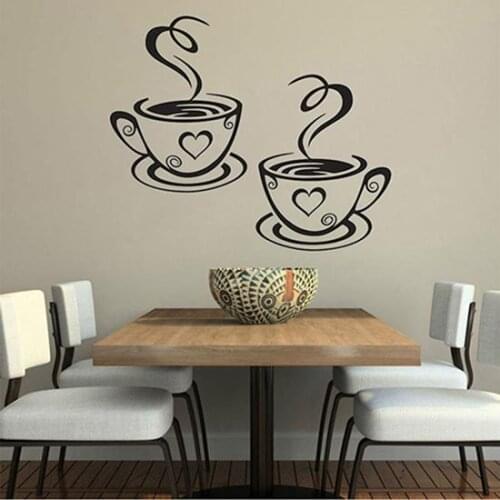 Hot Sale Home Kitchen Restaurant Cafe Tea DIY Wall sticker Coffee Cups Pattern Sticker Fashion Romantic Wall Decor Wall Stickers