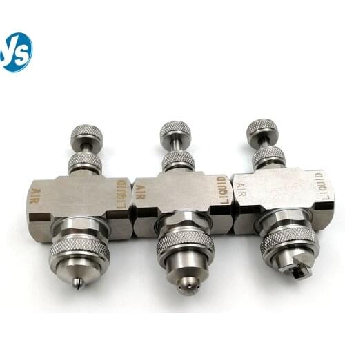1/4" Stainless Steel Gravity Feed Round or Flat Fan Spray Air Atomizing Nozzle for Oil Lubricating Gas Water Mixing Spray Nozzle