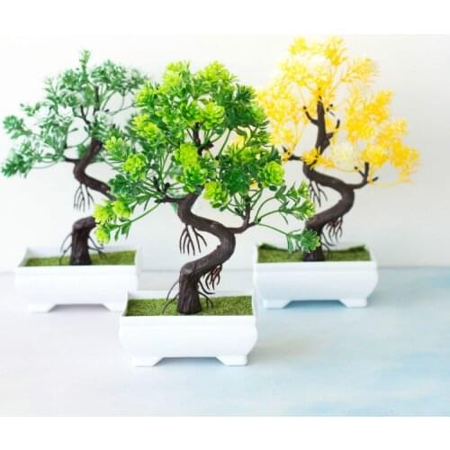 Simulation Flowers Artificial Plants Bonsai Simulation Plastic Tree Pot Plant Potted Ornaments for Home Table Garden Decor Craft