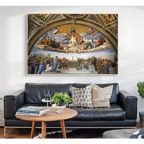 Raphaels Famous Canvas Painting Poster Disputation of The Holy Sacrament for Living Room Printed Wall Art Canvas Poster Art