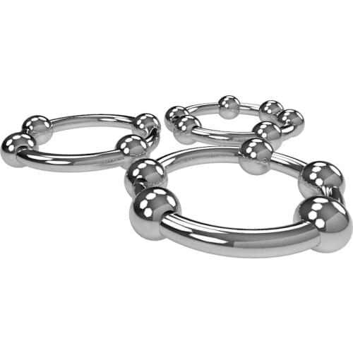Stainless Steel Cock Ring Beaded Penis Ring Metal Penis Trainer Restraint Ring Cockring Delay Ejaculation BDSM Sex Toy For Men