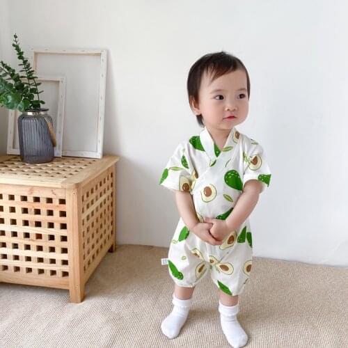 0-18M Baby Clothing Summer Baby Girl Boys Clothing Rompers Jumpsuit Short-sleeved Soft Newborn Infant Baby Kimono Playwear 2pcs