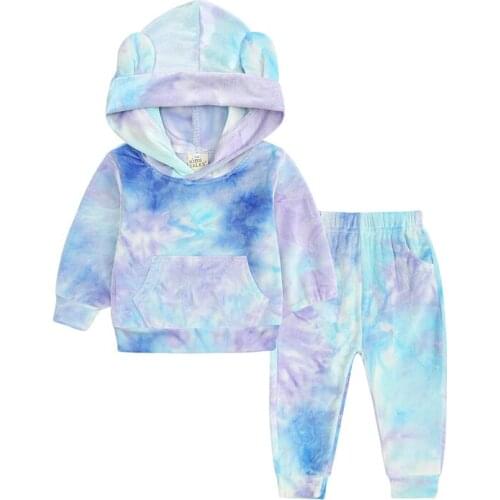 Gold Velvet Baby Clothes Girl sets Spring Autumn Baby Boy Clothes Set Long Sleeve Hooded Top+Pants Toddler Clothing 6-24 Months