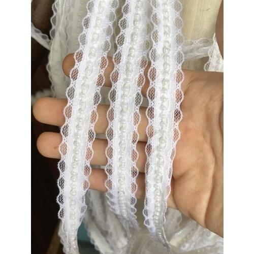 10 Meters/lot 1.8cm Width Princess Style Net Embroidery Ivory Lace Trimmings Decorative Pearl Lace Fabric DIY