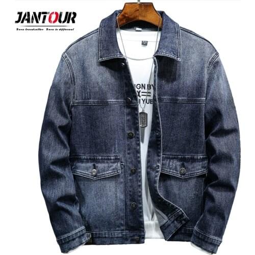 Jantour 2020 New Autumn Winter Jacket Men Fashion Retro Denim Jacket Thicken Single Breasted Erkekler Ceket Biker Denim Jacket