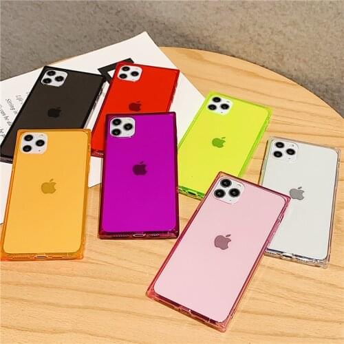 Fashion Square Transparent Soft TPU Phone Case For iPhone 12 11 Pro Max XR XS Max 6s 7 8 Plus X SE Anti knock Protect Back Cover