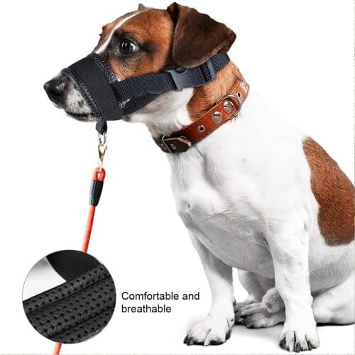 Nylon Dog Muzzle Collar for Small Medium Large Dogs Anti Biting Barking Chewing Adjustable Loop Pet Dog Muzzle Collar Leash
