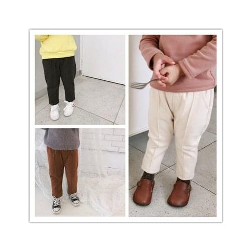 2019 New Korean Fashion Girl Pants Boys and Girls Casual Cotton Pants Kids Plus Velvet Trousers Baby Clothes Toddler Outwear