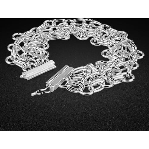 New Creative Womens Silver Jewelry 925 Bracelet Irregular Design Loop Chain Chic Jewelry Accessories Friendship Birthday Gift