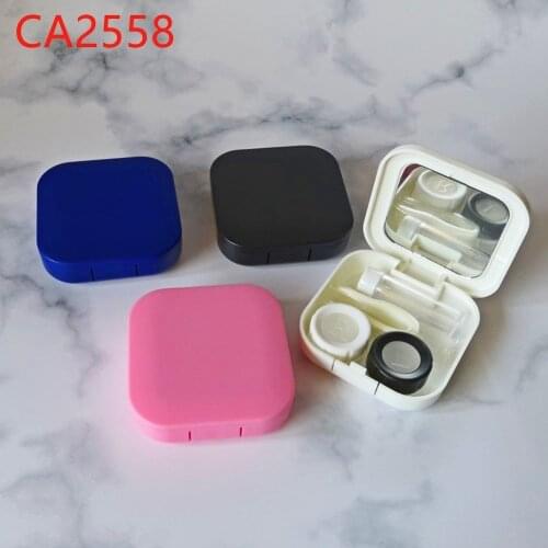 New Style Simple Square Solid Color Plane Contact Lens Case Cosmetic Pupil Box Solid Color DIY Material Box Nursing Partner Box