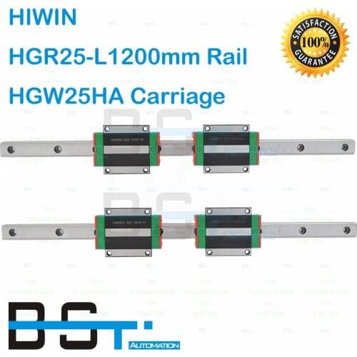Genuine HIWIN Brand Linear Guide 2pcs HGR25 L 1200mm linear rail + 4pcs HGW25HA HIWIN Heavy Load Block