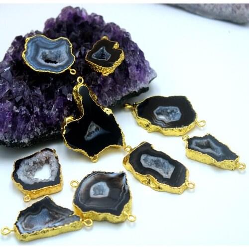 Natural Crystal Hole Plating Double Ring Connector Jewellery Making DIY Necklace Earring Sweater Chain Jewelry Accessories