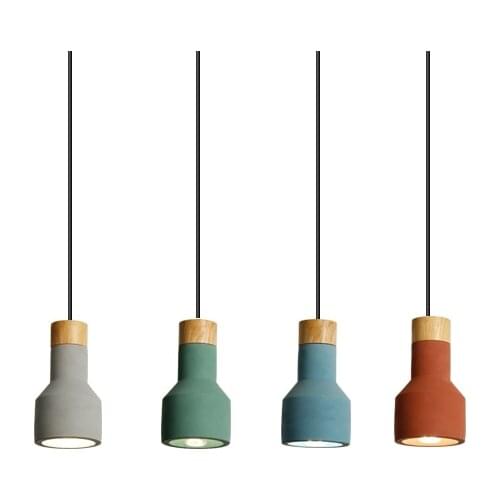 Nordic Retro Industrial Dining Room Solid Wood Cement Pendant Lights Bar Restaurant Bedroom Study Bathroom Kitchen Hanging Lamp