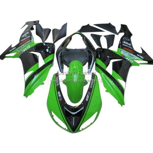 Pop fairings for Kawasaki ZX10R zx * 10r 2007 2006 Ninja black 07 06 green fairing kit ZR22