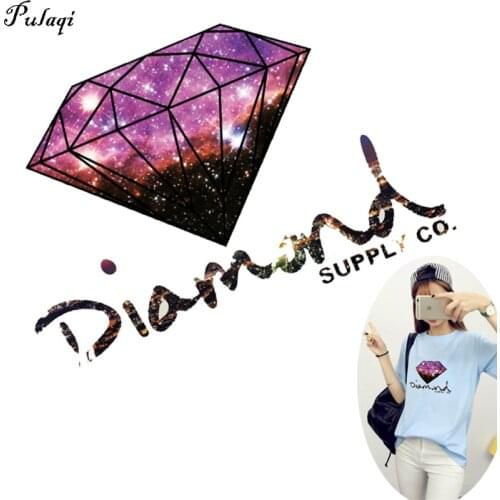 Pulaqi Shining Diamond Heat Transfers Iron On Patch DIY T-Shirt Thermal Transfer Patch For Clothing A Level Washable Stickers H