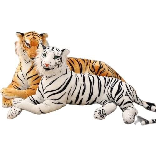 30-110cm Lifelike Tiger Plush Toy Stuffed Wild Force Forest Animals Simulation White Tiger Jaguar Doll Kid Birthday Gift for Boy