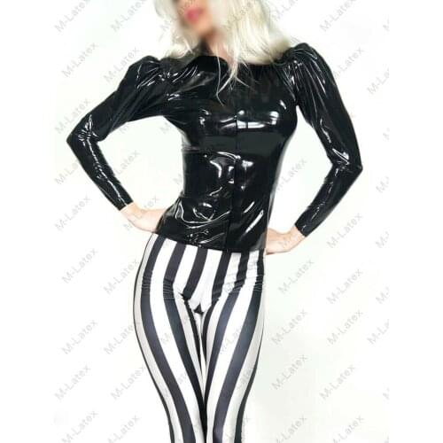 Latex Rubber Gummi puff-sleeve Shirts Blouse point collar customized 0.4mm