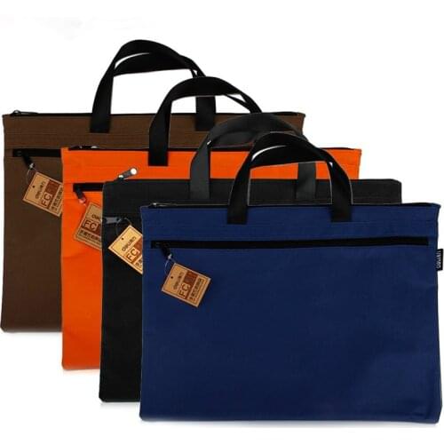 High Quality Brand A4 Document Bags Portable Double Layer File Folder Zipper Canvas Filing Holder for Computer Paper Documents