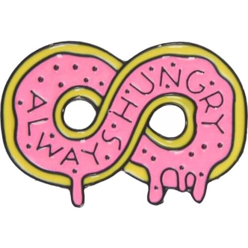 Souvenir Always Hungry ! Cartoon Lovely Cute Pink Infinite 8 Eight Donnuts Doughnut Hard Enamel Brooches Lapel Pins
