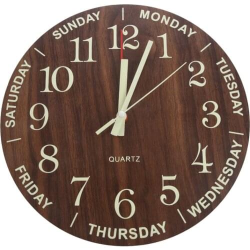 12 Inch Luminous Wall Clock Wood Silent Light In Dark Night Nordic Fashion Wall Clock Non Ticking Clock With Night Light