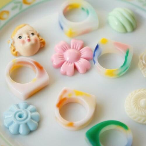 Japanese order designer halo dyeing can paste ring resin ins wind ring ring DIY hand-made jewelry accessories