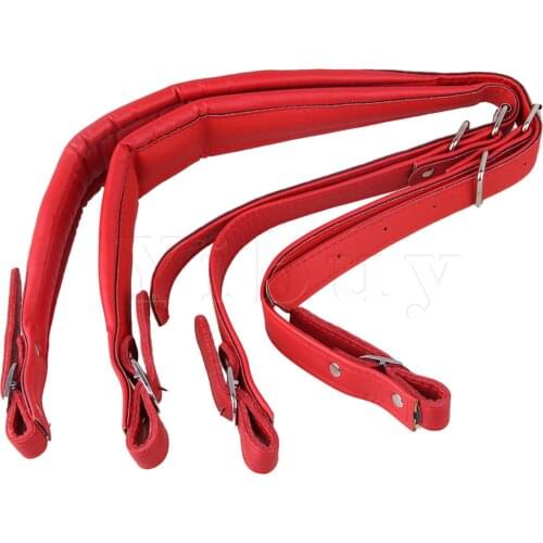 Yibuy 2Pcs Artificial Leather Adjustable Harness Strap Red for Accordion
