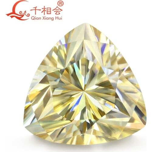 Yellow color trillion shape Sic material moissanite loose gem stone qianxianghui