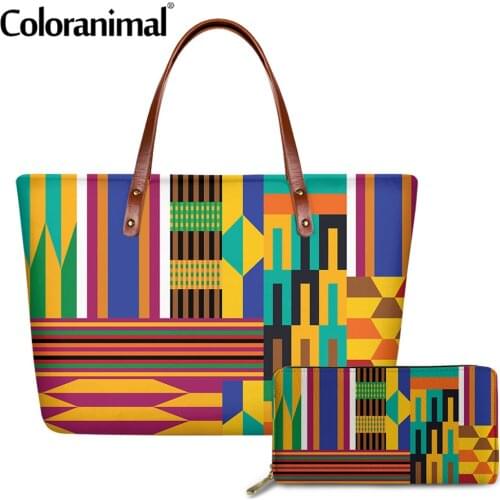 Coloranimal Brand Design African Tribal Mosaic Pattern Ladies Handbags&Purse Large Shoulder Bags Women Crossbody Bags Sac a main