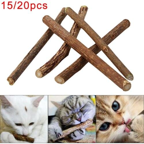 15/20Pcs Pet Cats Kitten Snacks Matatabi Chew Stick Molar Cleaning Teeth Toy