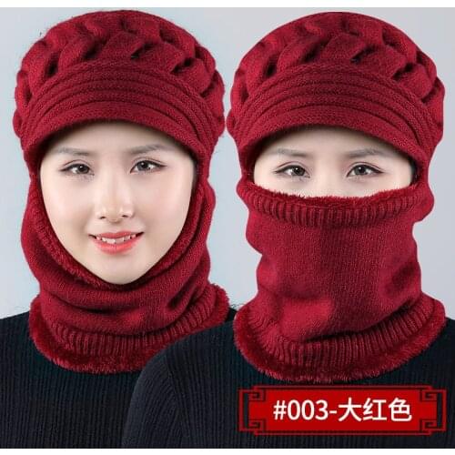 Winter Mother Hat Female Old Lady Woolen Hat Red Hat Plus Velvet Thickening Warm Middle-aged Autumn Winter Leisure Cycling Hat