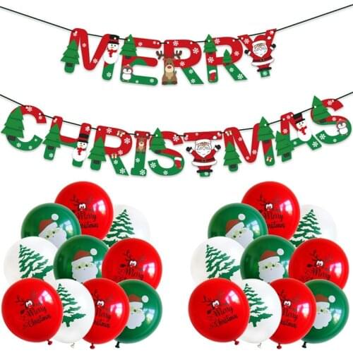1set Merry Christmas Alphabet Banner Christmas 12inch Dark Green Red Santa Claus Decorations Globos Xmas Ornament Party Supplies