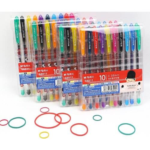 10pcs/set Superior Quality Color Gel Pen Set Glitter Sketch Drawing Colors Pen School Stationery Marker for Kids Gifts 68811