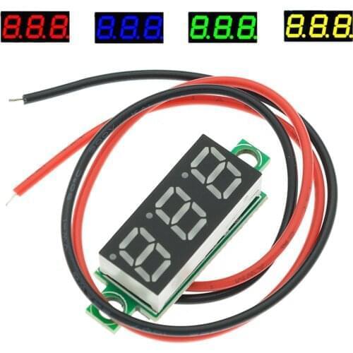 10PCS/LOT 0.28 Inch 2.5V-40V Mini Digital Voltmeter Voltage Tester Meter RED/BLUE/YELLOW/GREEN LED Screen 30*10*8mm